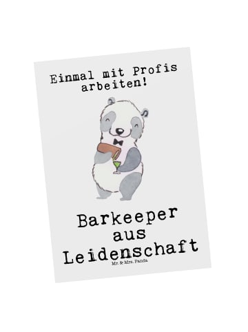 Mr. & Mrs. Panda Postkarte Barkeeper Leidenschaft mit Spruch in Weiß
