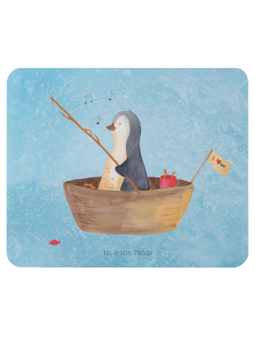 Mr. & Mrs. Panda Mauspad Pinguin Angelboot ohne Spruch in Eisblau