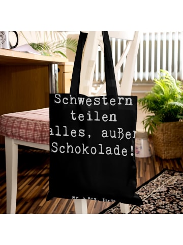 Mr. & Mrs. Panda Tragetasche Schwestern Liebe mit Spruch in Schwarz
