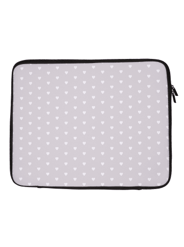 Mr. & Mrs. Panda Laptop Tasche Bär und Hase Umarmen mit Spruch in Grau Pastell