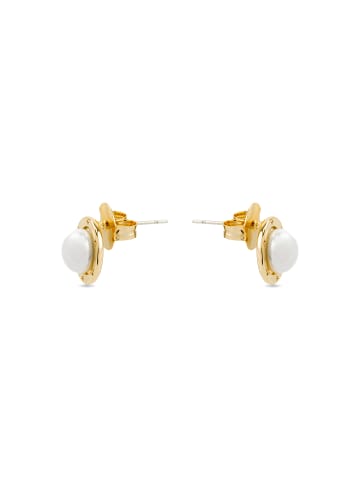 Luxenter Ohrringe mit weißer Perle, 18 Karat Gold-Finish – Ciada