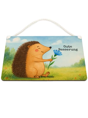 Mr. & Mrs. Panda Türschild Igel Blumen Design mit Spruch in Weiß