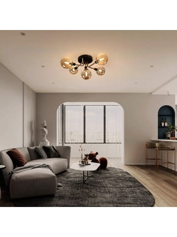 ZMH Deckenleuchte in bernstein 5-flammige G9 moderne Metall mit Glaskugel