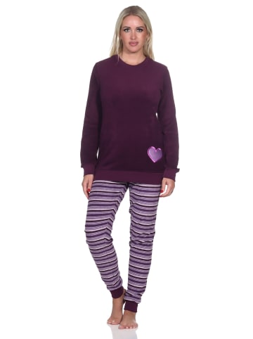 NORMANN Frottee Schlafanzug Bündchen - 82653 in beere