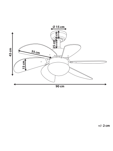 Beliani 2-tlg Deckenventilator mit Licht LOGAR in Rosa