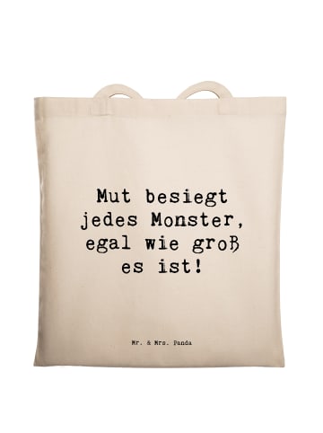 Mr. & Mrs. Panda Einkaufstasche Spruch Ängste vor Monstern besie... in Creme