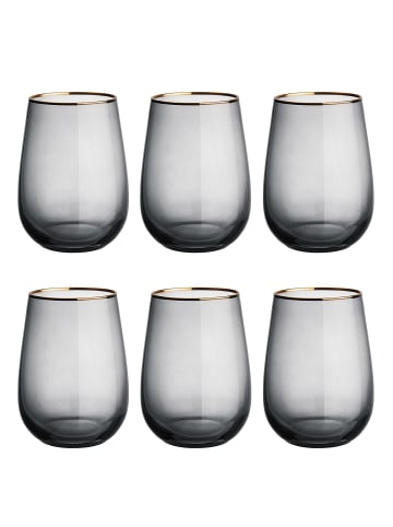 Butlers TOUCH OF GOLD 6x Gläser mit Goldrand in Dunkelgrau