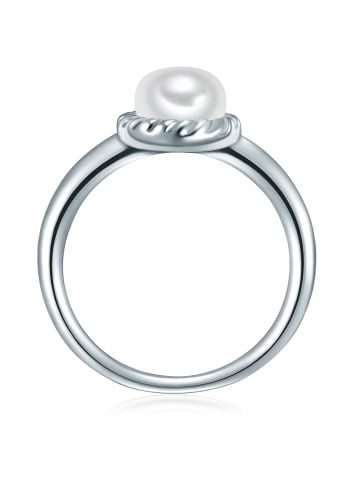 Valero Pearls Ring Sterling Silber Zirkonia Süßwasser-Zuchtperle in silber