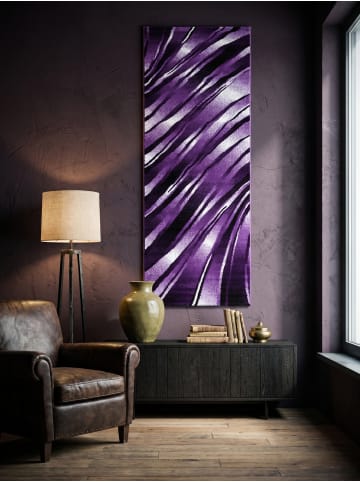 KADIMA DESIGN Teppich Kurzflor Waschbar Wellen DRAU Strapazierfähig OEKO-TEX in Violett