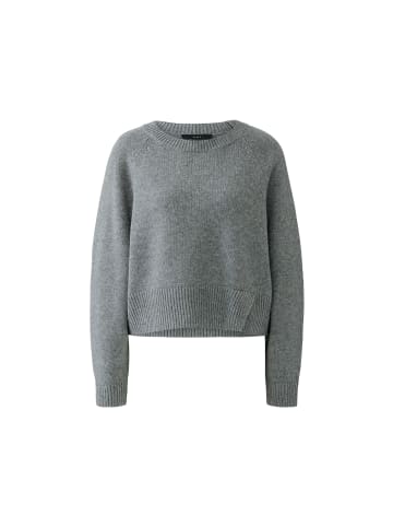 Oui Lässiger Strickpullover mit Rundhals in Steel Grey