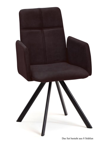 58 aufm Kessel ARMLEHNSTUHL (8er-Set) Dawna 52x92x60 Schwarz/Espresso