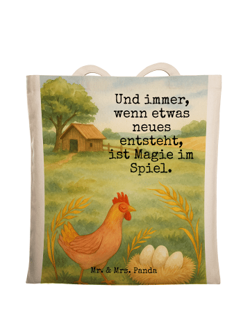 Mr. & Mrs. Panda Tote Bag Huhn Stolz Design mit Spruch in Weiß