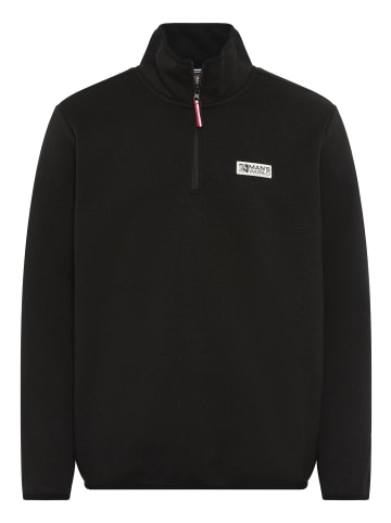 Man's World Fleecepullover in schwarz meliert
