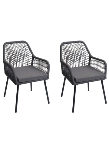 MCW 2er-Set Gartenstuhl O12, Anthrazit, Bezug dunkelgrau