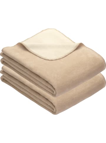 Erwin Müller Baumwollmischung Wohndecke 2er-Pack Matera in creme/wollweiß