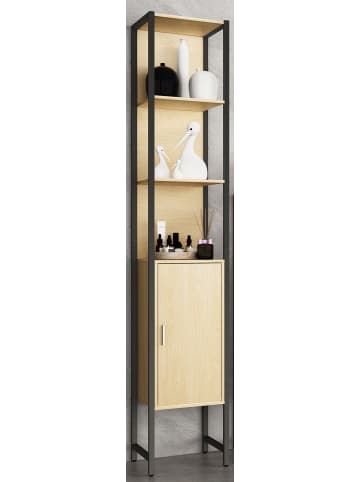 VCM  Holz Metall Badmöbel Badschrank Hochschrank Edino in Honig-Eiche