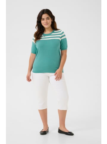KAFFE curve Strickpullover KClizzy in Teal/Chalk Half Stripe