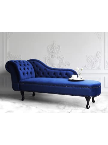 Beliani Chaiselongue NIMES in Blau/Schwarz - (W) 169 x (H) 79 x (L) 61 cm linksseitig