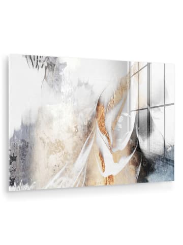 OnlyWow Acrylglasbild Abstrakte Kunst weiß gold