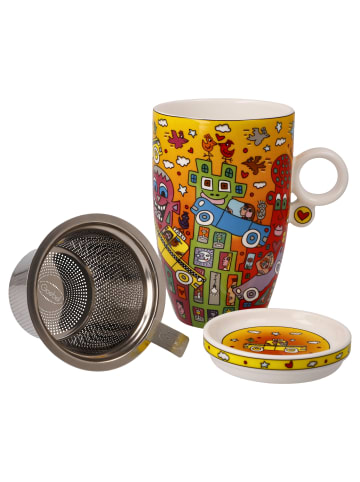 Goebel Teetasse mit Deckel und Sieb " Rizzi Not Getting Around the Traffic " in Bunt