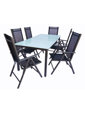 VCM  Alu Glas Gartenset Sitzgruppe Tisch Stühle 190 MA in Anthrazit