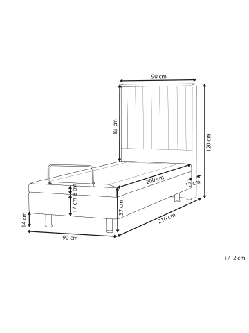 Beliani Einzelbett DUKE II in Beige - (W) 90 x (H) 120 x (L) 216 cm