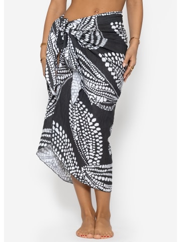 SASSYCLASSY Musselin Pareo mit Print in Dunkelgrau