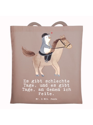 Mr. & Mrs. Panda Tragetasche Pferd Reiten mit Spruch in Braun Pastell