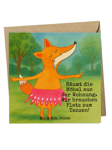 Mr. & Mrs. Panda Einladungskarte Fuchs Ballerina Design mit Spruch in Weiß
