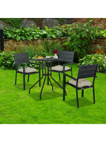 relaxdays Gartentisch "Holzoptik" in Schwarz - (B)61 x (H)75 x (T)61 cm