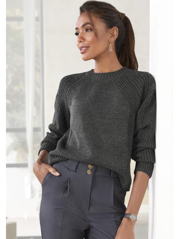 LASCANA Strickpullover in dunkelgrau meliert
