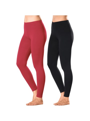 Erwin Müller Single-Jersey Leggings, lang 2er-Pack in rot/schwarz