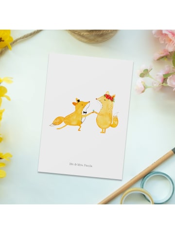 Mr. & Mrs. Panda Kunstkarte Füchse Hochzeit ohne Spruch in Weiß