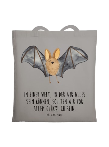 Mr. & Mrs. Panda Shopping Tasche Fledermaus Flügel mit Spruch in Light Grey