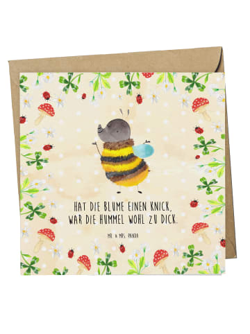 Mr. & Mrs. Panda Einladungskarte Hummel flauschig mit Spruch in Naturpapier
