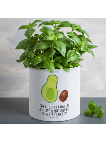 Mr. & Mrs. Panda XL Blumentopf Avocado Kern rollt mit Spruch in Weiß