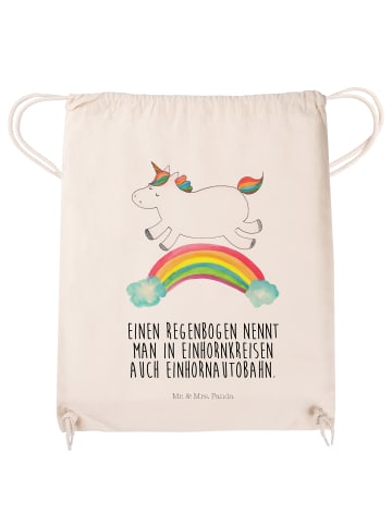 Mr. & Mrs. Panda Sportbeutel Einhorn Regenbogen mit Spruch in Creme
