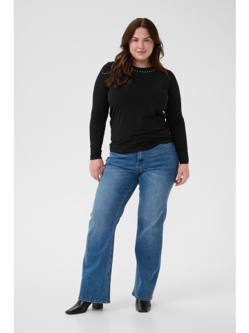 KAFFE curve Kurzarm-Bluse KCmary Tight fit in Black Deep