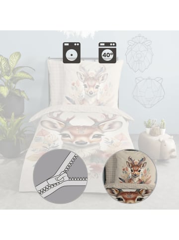Good Morning Renforcé Kinder-Wendebettwäsche in beige