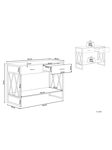 Beliani Konsolentisch AYDEN in Braun/Schwarz - (W) 107 x (H) 76 x (L) 46 cm