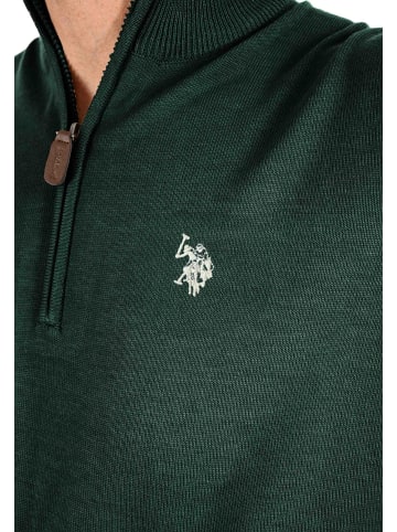 U.S. Polo Assn. Stehkragenpullover USKnooxx – Herren Half-Zip Strickpullover in Dark Green