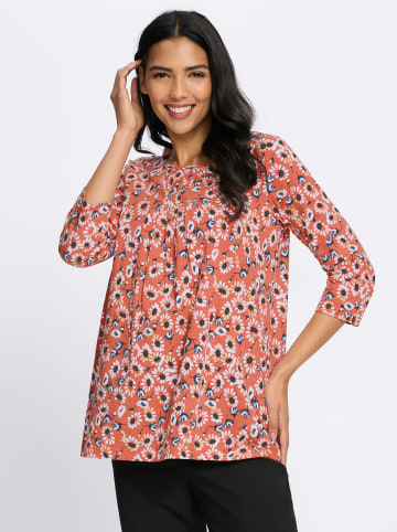 Sieh an! Longshirt in papaya-schwarz-bedruckt