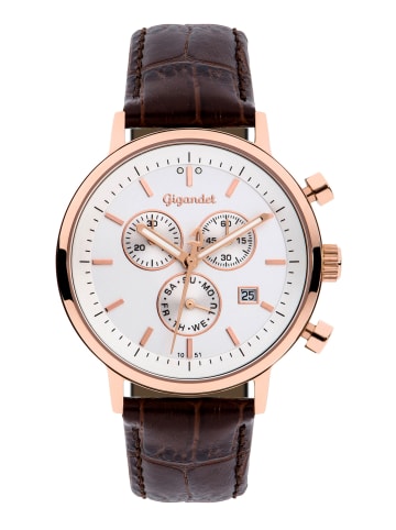 Gigandet Quarzuhr Chronograph "CLASSICO" in Braun/Rosegold/Silber