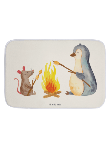 Mr. & Mrs. Panda Badezimmerteppich Pinguin Lagerfeuer ohne Spruch in Weiß