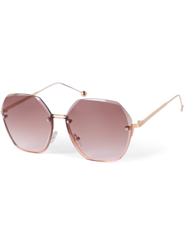 styleBREAKER Ovale Sonnenbrille in Gold/Braun-Rose Verlauf