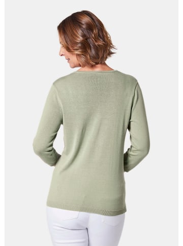 GOLDNER Baumwollpullover mit Ajour-Details in baummoos