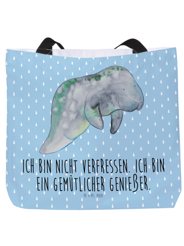 Mr. & Mrs. Panda Damen Schultertasche Seekuh Chillen mit Spruch in Blau Pastell