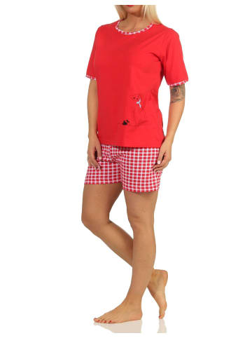 NORMANN Shorty Pyjama Schlafanzug kurzarm Katzen - 65232 in rot