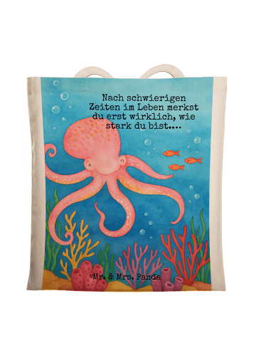 Mr. & Mrs. Panda Tote Bag Tintenfisch Design mit Spruch in Weiß