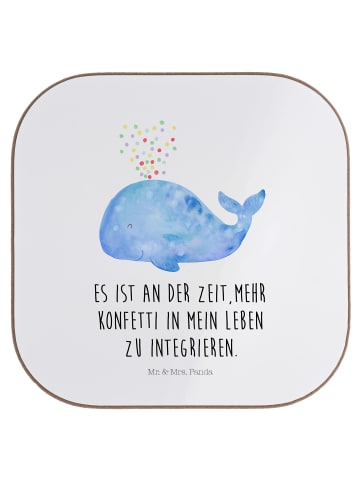 Mr. & Mrs. Panda Tassenuntersetzer Wal Konfetti mit Spruch in Weiß